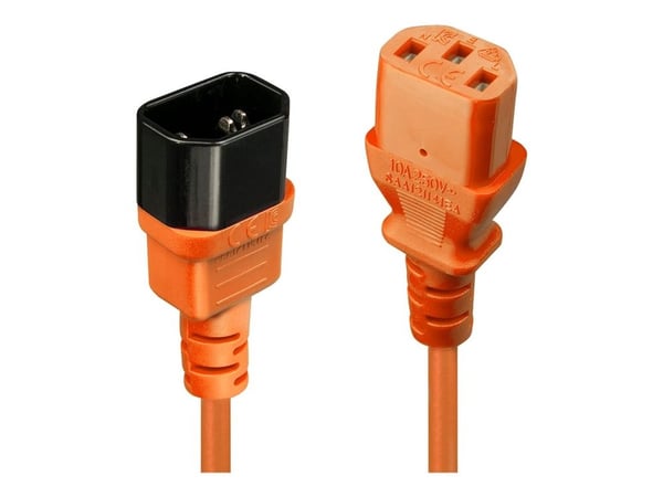 Lindy - Förlängningskabel för ström - power IEC 60320 C13 till IEC 60320 C14 - 50 cm - formpressad - orange