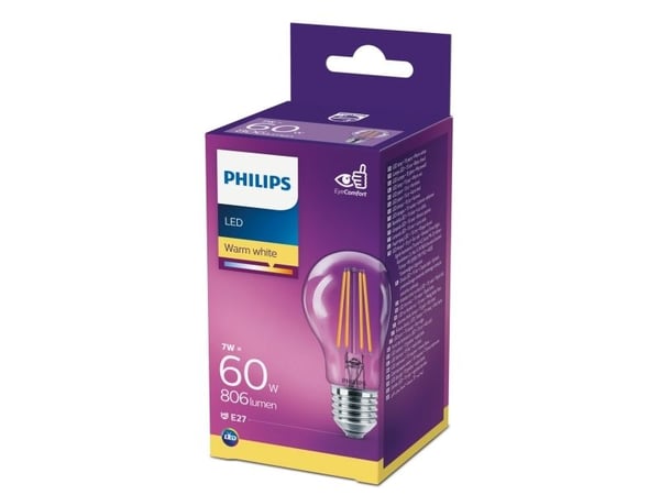 Philips Lamppu, 7 W, 60 W, E27, A++, 806 lm, 15000 h