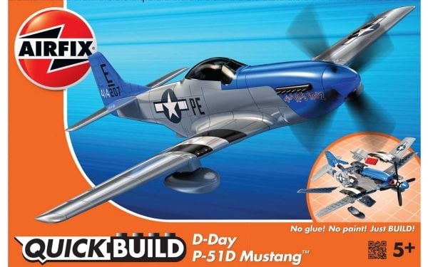 Airfix D-Day P-51D Mustang, Pienoismallikiinteäsiipinen ilma-alus, Kokoamispakkaus, https://www.airfix.com/uk-en/quickbuild-d-day-p-51d-mustang.htm...