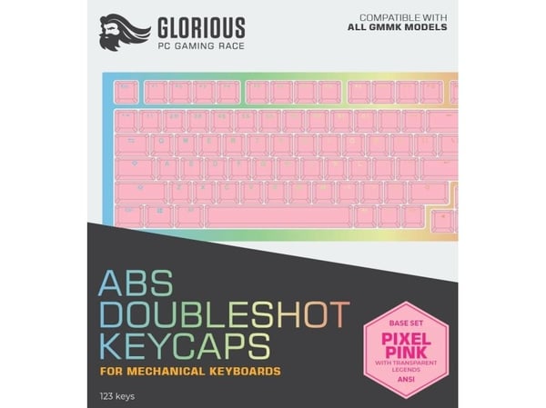 Glorious PC Gaming Race Doubleshot Keycaps V2, Keyboard Cap, Akrylnitril Butadien Styrene, Rosa