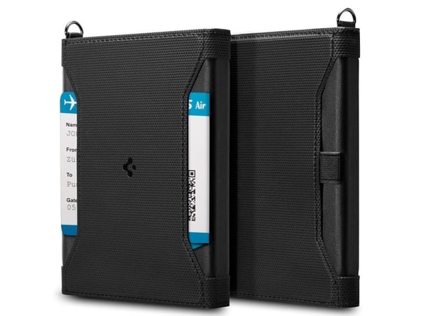 Spigen - Lomme for pass - vegan Velo leather - svart