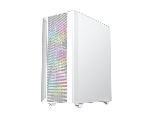 Gembird Fornax 4000 - Mid tower - ATX - sidepanel med vindu (glass) - ingen strømforsyning (ATX) - hvit - USB/lyd
