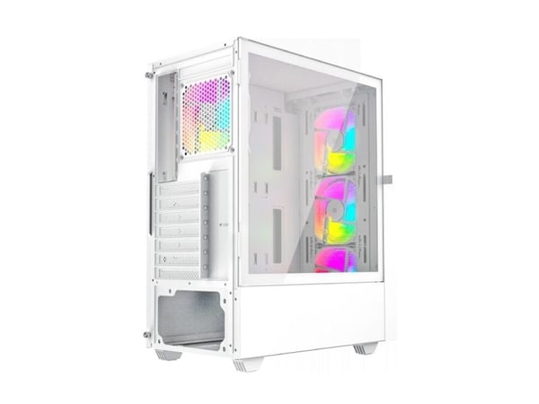 Gembird Fornax 4000 - Mid tower - ATX - sidepanel med vindu (glass) - ingen strømforsyning (ATX) - hvit - USB/lyd