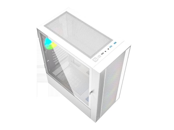 Gembird Fornax 4000 - Mid tower - ATX - sidepanel med vindu (glass) - ingen strømforsyning (ATX) - hvit - USB/lyd