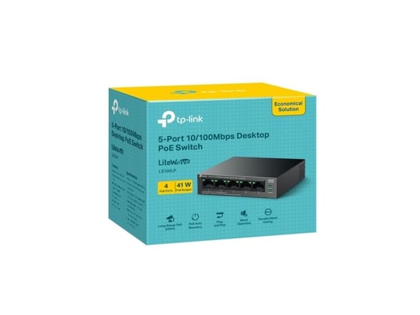 TP-Link LiteWave LS105P, Uhåndtert, Fast Ethernet (10/100), Strøm over Ethernet (PoE), Kan monteres på vegg