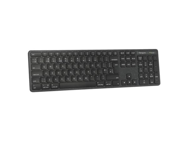 Targus EcoSmart AKB873UK, Täysikokoinen (100 %), Langaton, RF Wireless + Bluetooth, QWERTY, musta