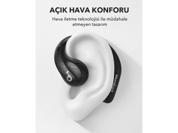 Soundcore AeroFit Pro - True wireless-hodetelefoner med mikrofon - åpent øre - over-øret-montering - Bluetooth - hvit