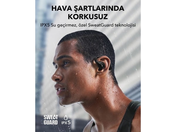 Soundcore AeroFit Pro - True wireless-hodetelefoner med mikrofon - åpent øre - over-øret-montering - Bluetooth - hvit