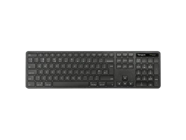 Targus EcoSmart AKB873NO, Täysikokoinen (100 %), Langaton, RF Wireless + Bluetooth, QWERTY, musta
