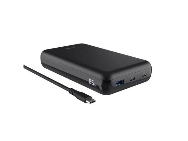 Trust Laro - Strømbank - 20000 mAh - 100 watt - 5 A - QC 3.0, Power Delivery 3.0 + PPS - 3 utgangskontakter (4 pin USB Type A (QC 3.0), 2 x 24 pin ...