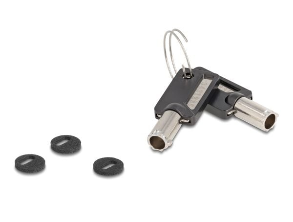 Navilock - Lås för säkerhetskabel - dubbelplatser, 3 x 7 mm, 2.5 x 6 mm - svart, silver - 1.8 m