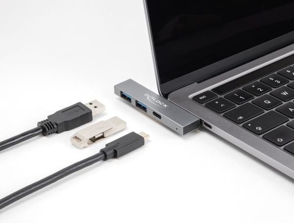Delock - Hub - slim, 5 Gbps, with USB Type-C - 1 x USB-C + 2 x USB - stasjonær