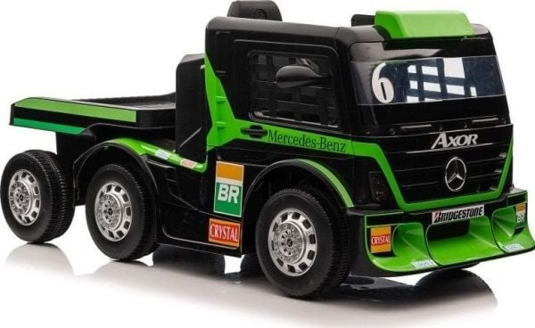 Lean Cars Mercedes-Benz Axor XMX622 yksipaikkainen sähköauto perävaunun kanssa, vihreä