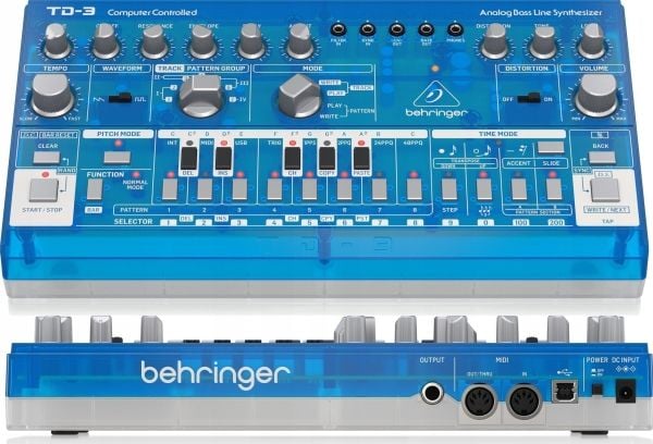 Behringer Behringer TD-3-BB Bass line synthesizer, gjennomsiktig blå