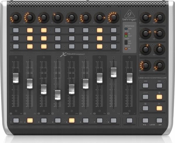 Behringer X-TOUCH COMPACT, Knappar, Rotations-, Slider, Svart, USB, AC, 100 - 240 V
