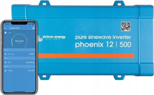Victron Energy Phoenix 12/500 VE.Direct - DC-AC strøminverter - DC 12 V - 400 watt - 500 VA - VE.Direct - utgangskontakter: 1 - Europa - blå, RAL 5012