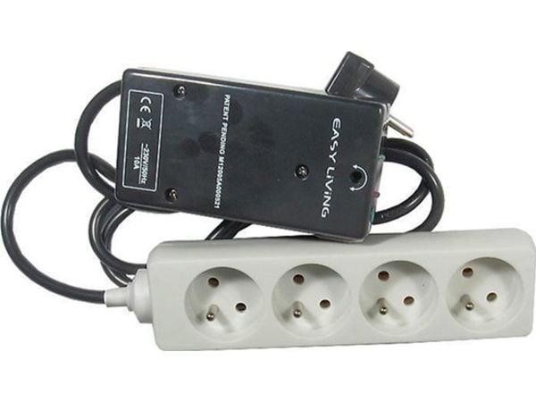 Neutralle EASY-OFF 230V valmiustilan virtajohto kauko-ohjaimen aktivoinnilla, CEE7 (haarukka) - pistorasia 4x, Max. 2300W, musta, kulutettu
