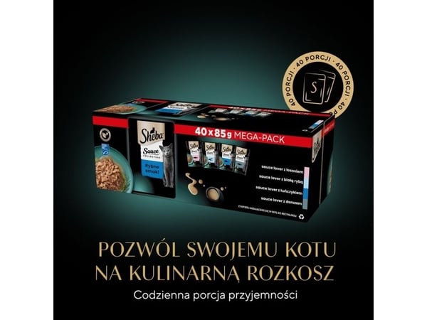 Sheba SHEBA Sauce Collection Fiskesmaker i saus våtfôr til katter i poser 85 g x 40 stk.