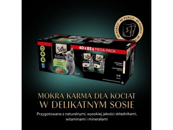 Sheba våtfoder kattungar, smakmix i sås 85 g x 40 st