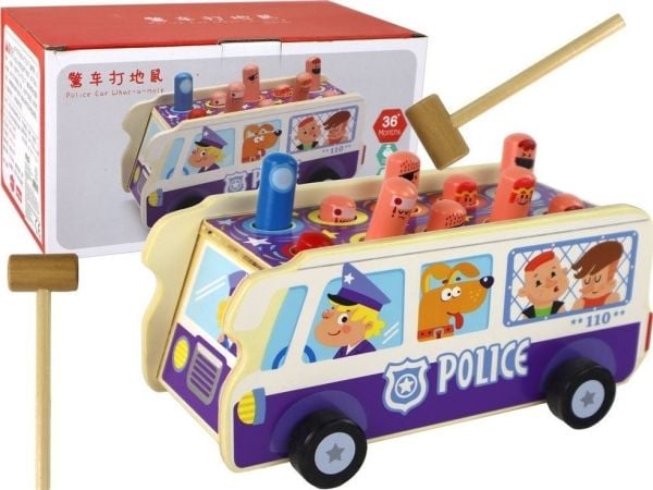 LeanToys Wooden Arcade Game Dodgeball Police Bus