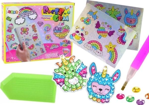 LeanToys DIY diamanter klistremerkesett – ulike mønstre, fargerike klistremerker