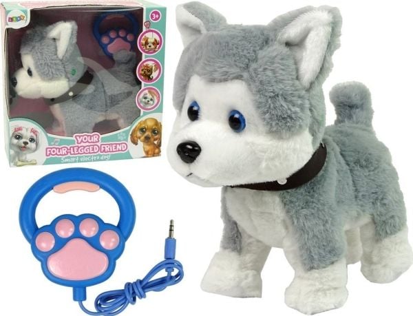 LeanToys interaktivt husky-plyschleksak med koppel, sånger och går
