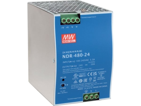 LevelOne POW-2462 - Strømforsyning (DIN-skinnemonterbar) - AC 90 - 264 / DC 127 - 370 V - 480 watt - sølv