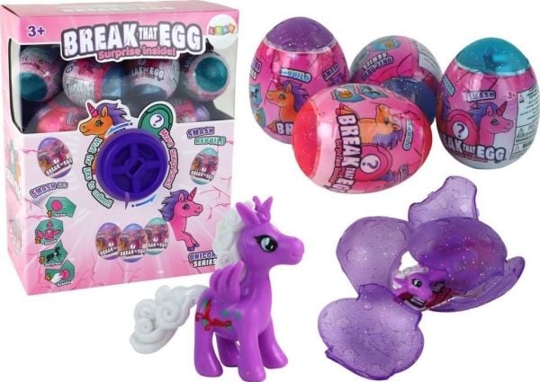 LeanToys Cracking Unicorn Glitter Egg piirustus värillinen Shell 12 ele.