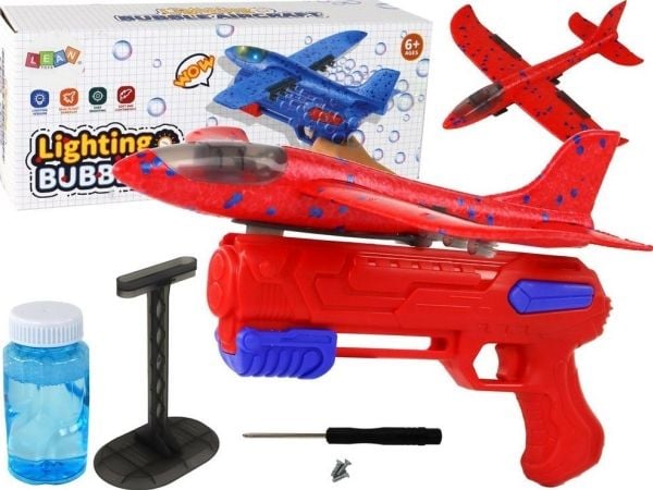 LeanToys Flygplan Tvål Bubbelpistol Avfyrare Röd