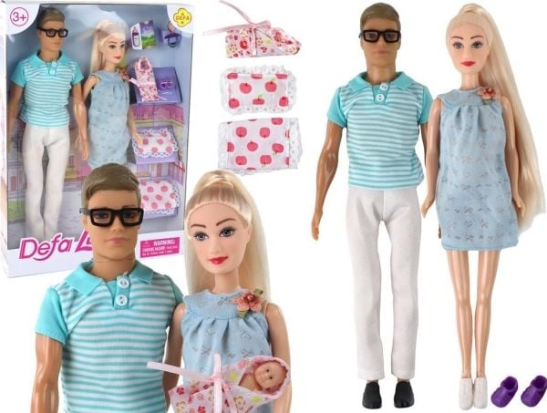 LeanToys Dukke familie: gutt og jente Blondt hår Graviditet