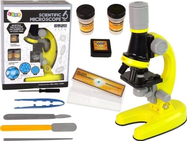 LeanToys mikroskop barnepakke pedagogisk leke gul
