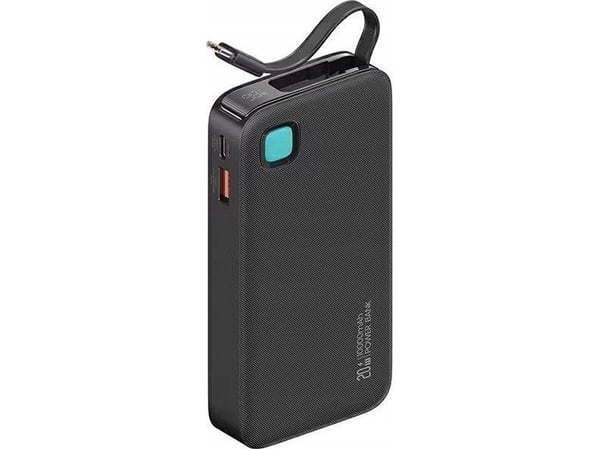 Powerbank Usams USAMS med uttrekkbar USB-C-kabel 10000 mAh PD 20W Fast Charge XY Series svart (10KCD22401(US-CD224))