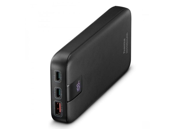 Hama PD 10 - Strømbank - 10000 mAh - 37 Wh - 20 watt - 3 A - PD 3.0, QC 3.0 - 3 utgangskontakter (USB, 2 x USB-C) - på kabel: USB-C - antrasitt
