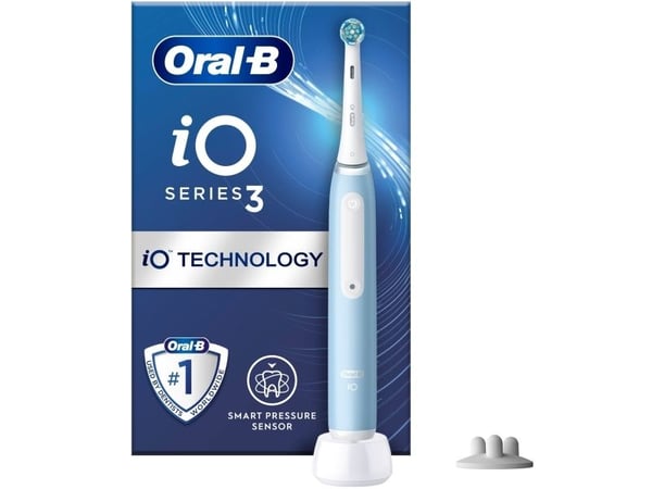 Oral-B iO 3, Voksen, Vibrerende tannbørste, Grundig rens, Soft (myk), Whitening, Lyseblå, Rund, Batteri