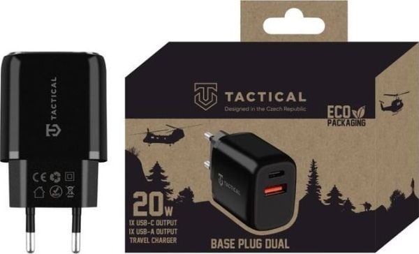 Taktinen verkkolaturi Tactical Base Plug Dual 20W Musta vakio