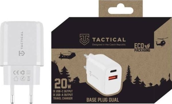 Taktinen verkkovirtalaturi Taktinen pistoke Dual 20W Valkoinen vakio