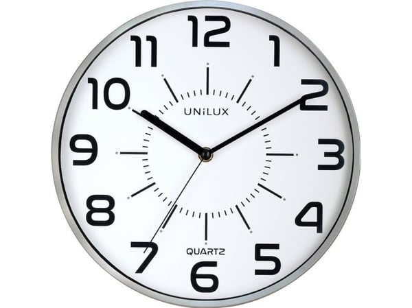 Seinäkello Unilux POP Quartz System hopea