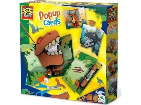 SES Creative Popup cards - Dinosaurs, Children''s craft kit, 5 år, Flerfarget