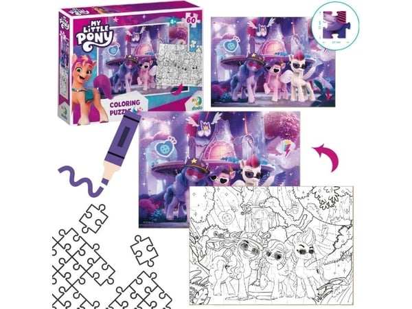 Dodo PUZZLE 2-i-1 "MY LITTLE PONY" 60 fargerike elementer i ett opplegg