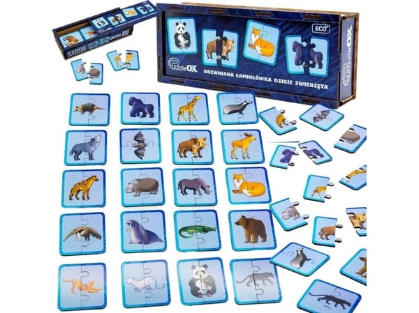 PuzzleOK trepuslespill Lamiglówka ville dyr - sammenkobling av puslespill