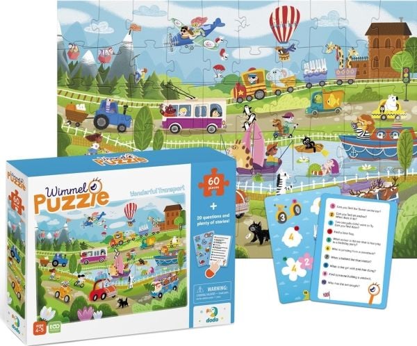 Dodo Puzzle "Wonderful Transport" Tehtäväkortit Kysymykset Tarinat 60 palaa