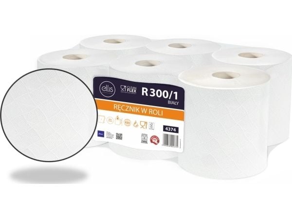 Ellis tørkepapir på rull Ellis 300 m (6) hvit cellulose