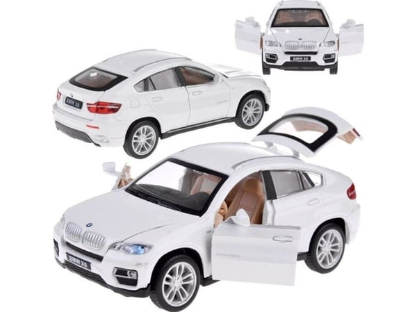 Jokomisiada metallbil BMW X6, skala 1:32, hvit SUV, lys og lyd ZA4606