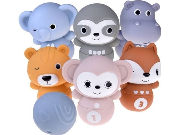 Jokomisiada sett med gummidyr kjegeleker sansesensorball ZOO for barn ZA4818