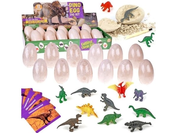 Jokomisiada arkeologisett 12 dinosaur-egg + kort - Oppdag dinosaurenes verden ZA4999