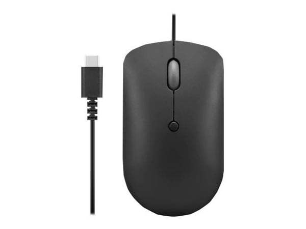 Lenovo 400 - Mus - kompakt - optisk - 4 knapper - kablet - ravnsort - løsvekt