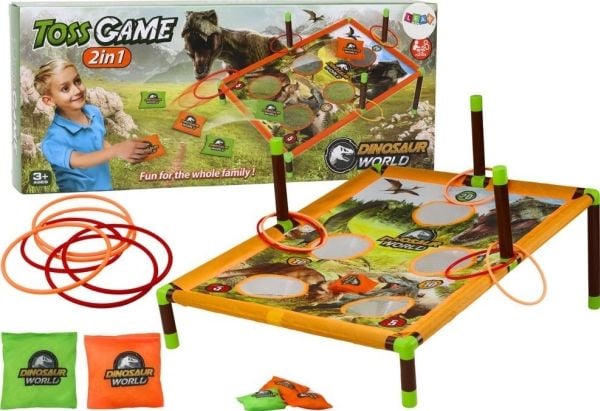 LeanToys Hand Toss Bag Hoop Game 2in1 Board Dinosaurukset