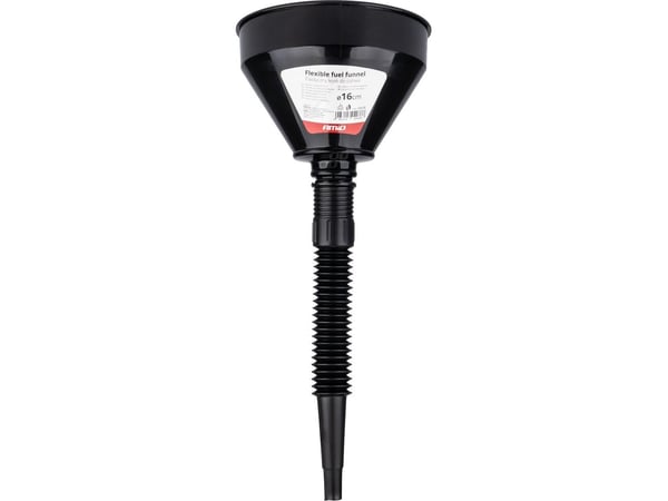 AMiO elastisk trakt svart universell med sil for drivstoff/væske 16 cm (amio-04038)