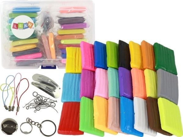 LeanToys kreativt sett modellkitt/leire (Modelina), 24 farger, tilbehør