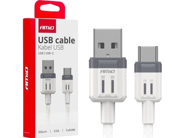 USB-A til USB-C ladekabel 3A 100 cm fulllink amio-03905